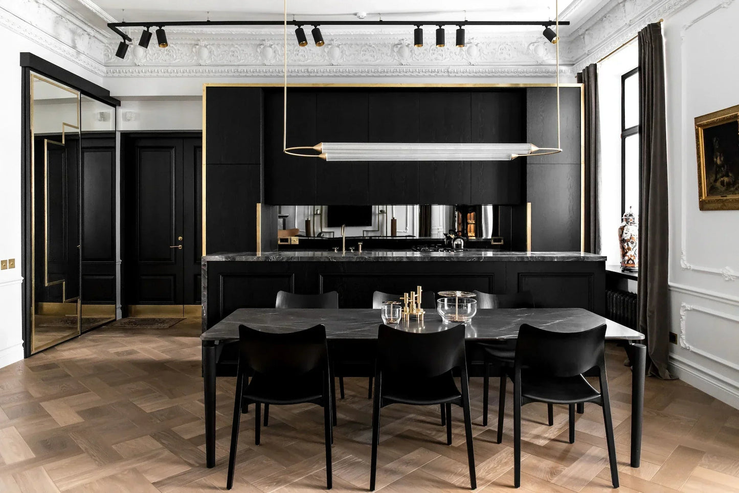 Minimalism Brass Ellipse Horizontal LED Chandelier for Kitchen Island/Dining Room-Nobipets