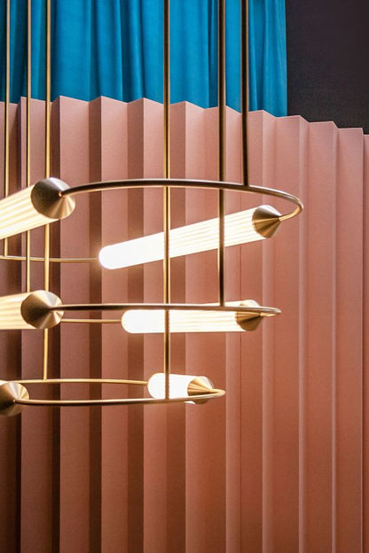 Minimalism Brass Ellipse Horizontal LED Chandelier for Kitchen Island/Dining Room-Nobipets