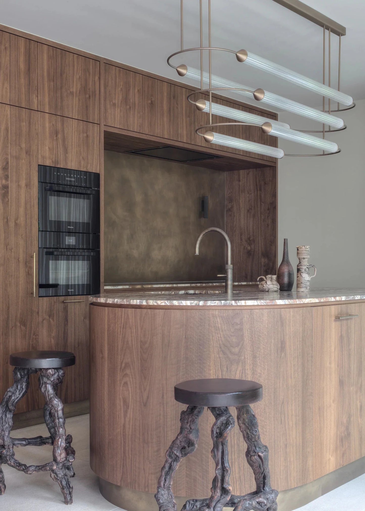 Minimalism Brass Ellipse Horizontal LED Chandelier for Kitchen Island/Dining Room-Nobipets