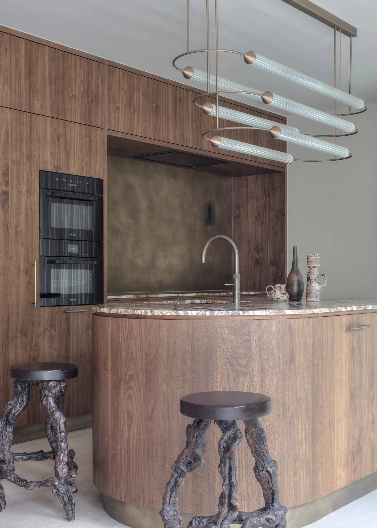 Minimalism Brass Ellipse Horizontal LED Chandelier for Kitchen Island/Dining Room-Nobipets