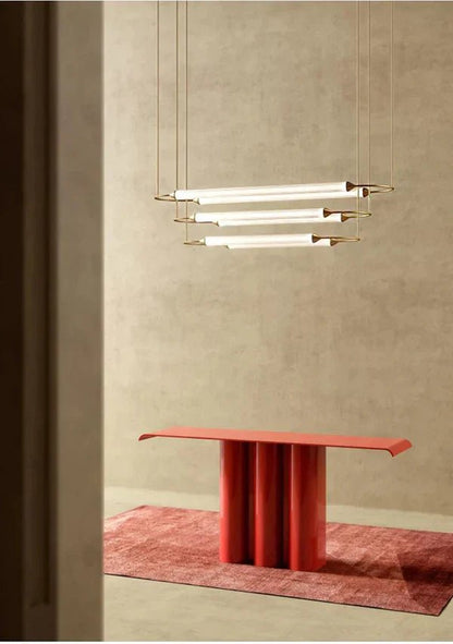 Minimalism Brass Ellipse Horizontal LED Chandelier for Kitchen Island/Dining Room-Nobipets