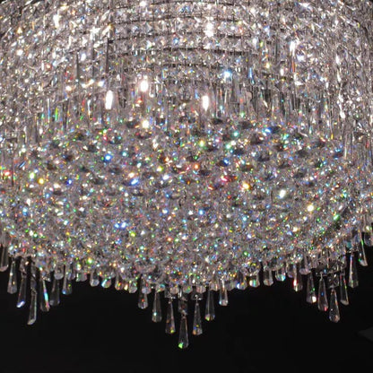 Minimalist Light Luxury Flush Mount Round Crystal Chandelier-Nobipets