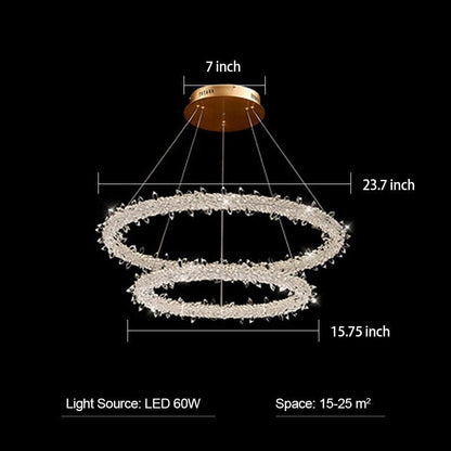 Modern 3-Ring Halo Crystal Chandelier for Living Room/Bedroom-Nobipets