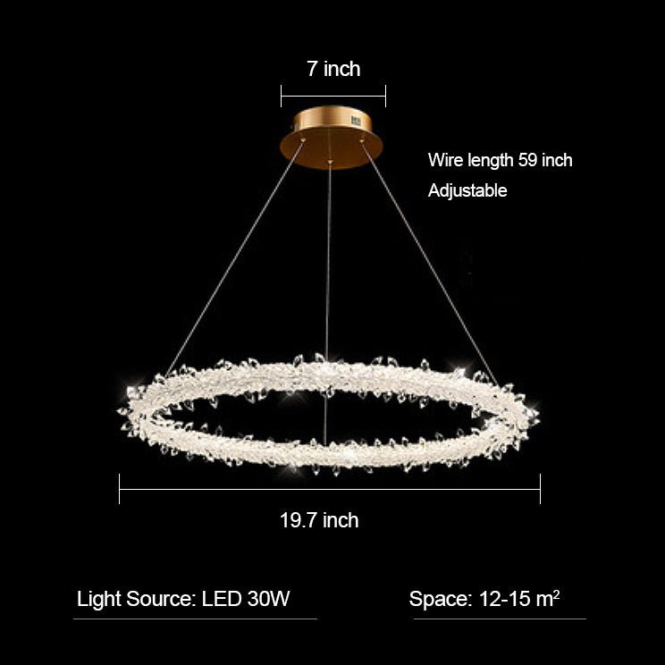 Modern 3-Ring Halo Crystal Chandelier for Living Room/Bedroom-Nobipets