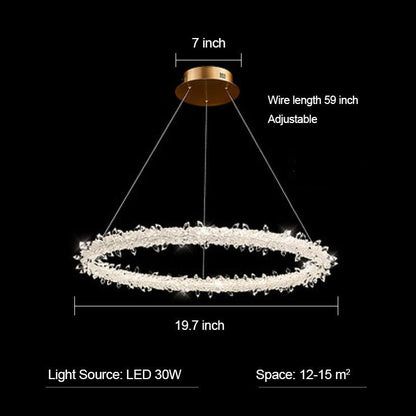 Modern 3-Ring Halo Crystal Chandelier for Living Room/Bedroom-Nobipets