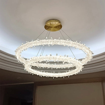 Modern 3-Ring Halo Crystal Chandelier for Living Room/Bedroom-Nobipets