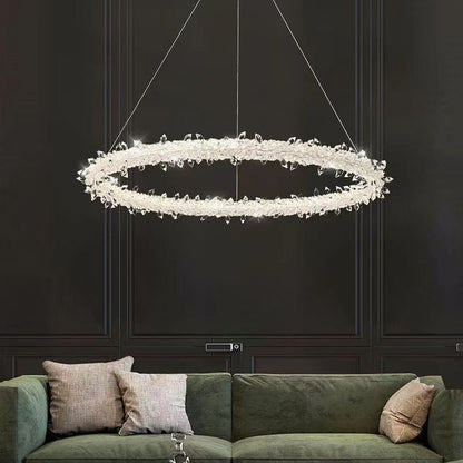 Modern 3-Ring Halo Crystal Chandelier for Living Room/Bedroom-Nobipets