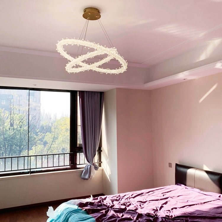 Modern 3-Ring Halo Crystal Chandelier for Living Room/Bedroom-Nobipets