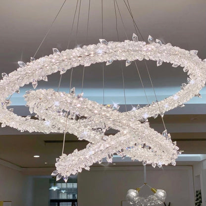 Modern 3-Ring Halo Crystal Chandelier for Living Room/Bedroom-Nobipets