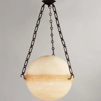 Modern Alabaster Ball Globe Pendant