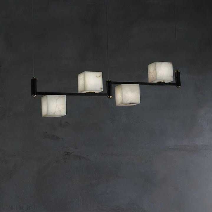 Modern Alabaster Cubic Island Chandelier, Kitchen Island Pendant Light, Pendant Lamp Over Dining Table-Nobipets