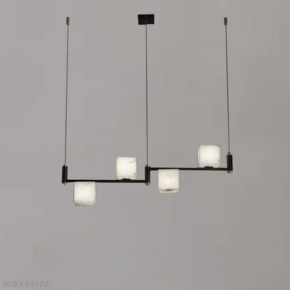 Modern Alabaster Cubic Island Chandelier, Kitchen Island Pendant Light, Pendant Lamp Over Dining Table-Nobipets