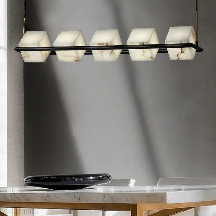 Modern Alabaster Cubic Island Chandelier, Kitchen Island Pendant Light, Pendant Lamp Over Dining Table-Nobipets