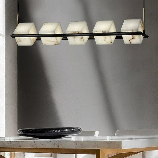 Modern Alabaster Cubic Island Chandelier, Kitchen Island Pendant Light, Pendant Lamp Over Dining Table-Nobipets