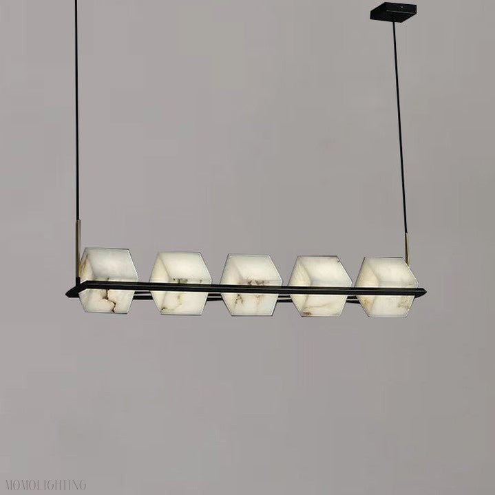 Modern Alabaster Cubic Island Chandelier, Kitchen Island Pendant Light, Pendant Lamp Over Dining Table-Nobipets