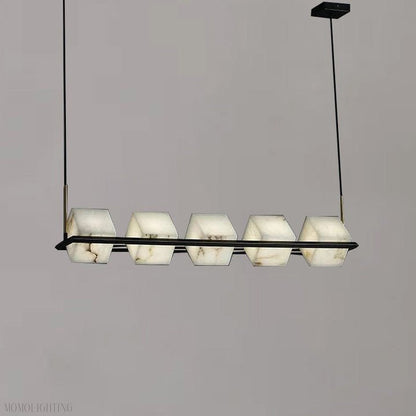 Modern Alabaster Cubic Island Chandelier, Kitchen Island Pendant Light, Pendant Lamp Over Dining Table-Nobipets