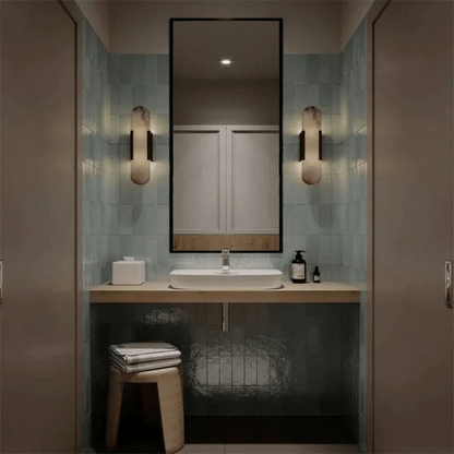 Modern Alabaster Wall Sconce 20"H, 28"H