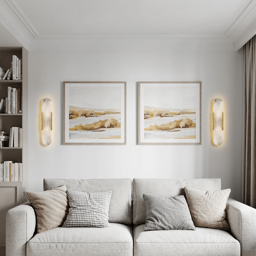 Modern Alabaster Wall Sconce 20"H, 28"H