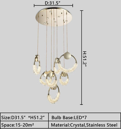 Modern Art Creative Ring Crystal Pendant Light Gold/Chrome Entryway/Bedside Light Fixture