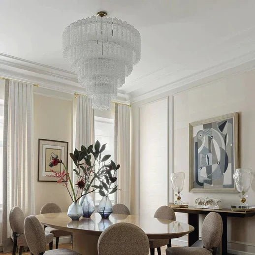 Modern Art Design 3/4/5/7-Tier Hand-blown Glass Tiered Chandelier-Nobipets