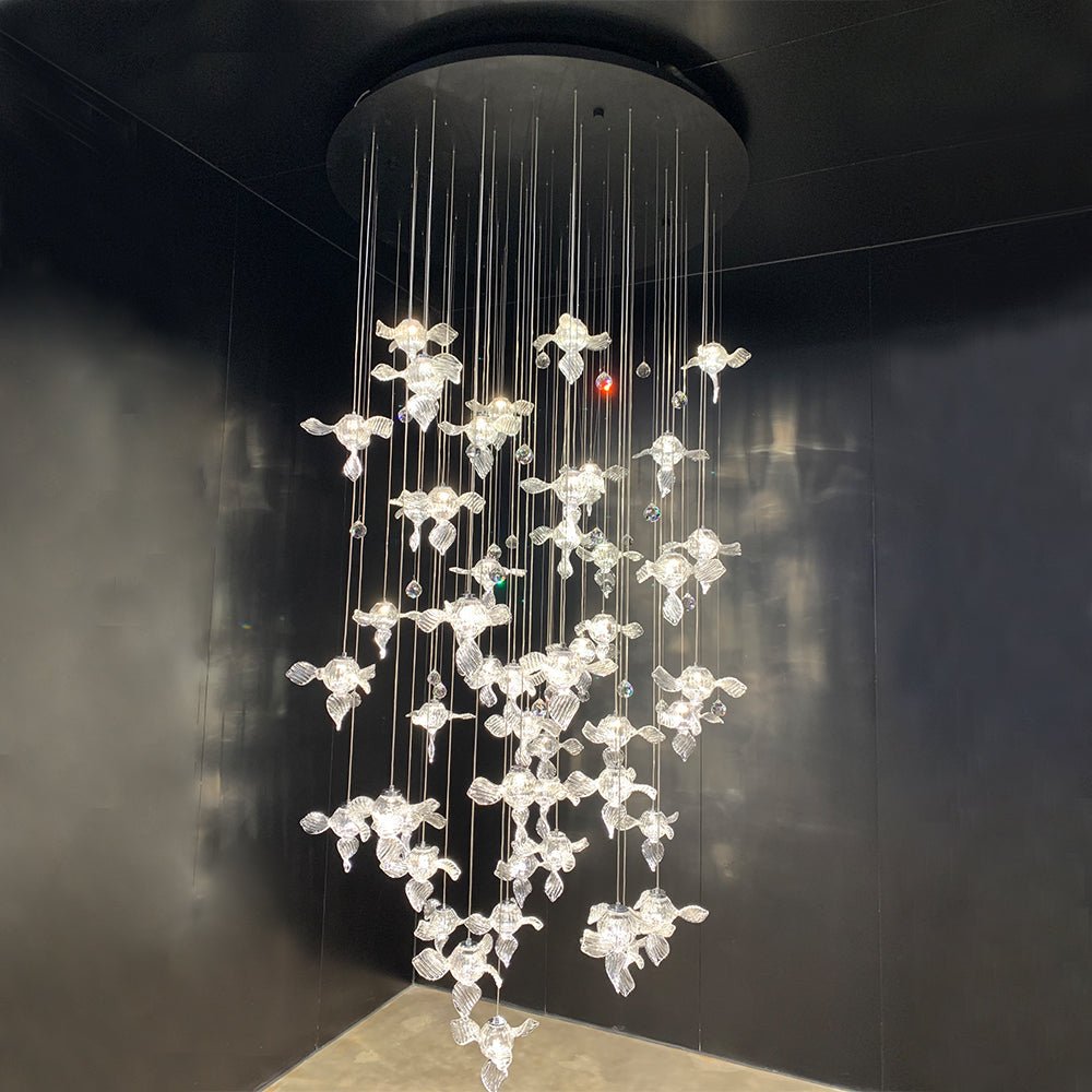Modern Art Design Propeller-like Crystal Chandelier for Staircase/Villa/Foyer/High-ceiling Space-Nobipets