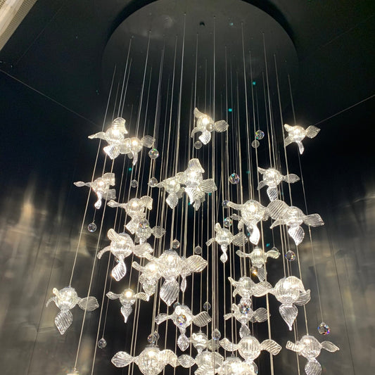 Modern Art Design Propeller-like Crystal Chandelier for Staircase/Villa/Foyer/High-ceiling Space-Nobipets