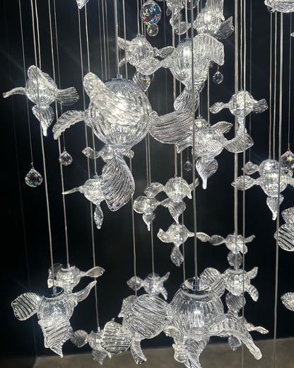 Modern Art Design Propeller-like Crystal Chandelier for Staircase/Villa/Foyer/High-ceiling Space-Nobipets