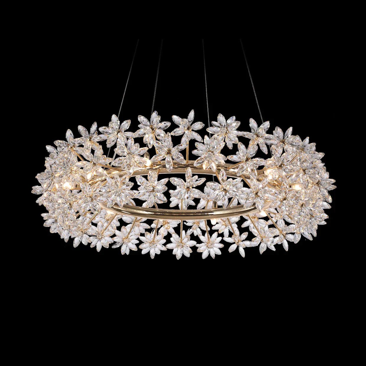 Modern Art Design Round Crystal Flower Chandelier for Bedroom/Living Room-Nobipets