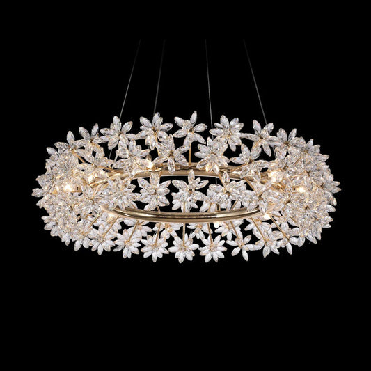 Modern Art Design Round Crystal Flower Chandelier for Bedroom/Living Room-Nobipets