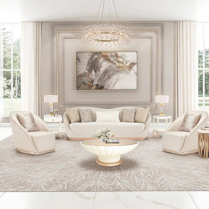 Modern Art Design Round Crystal Flower Chandelier for Bedroom/Living Room-Nobipets