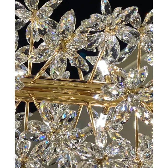 Modern Art Design Round Crystal Flower Chandelier for Bedroom/Living Room-Nobipets