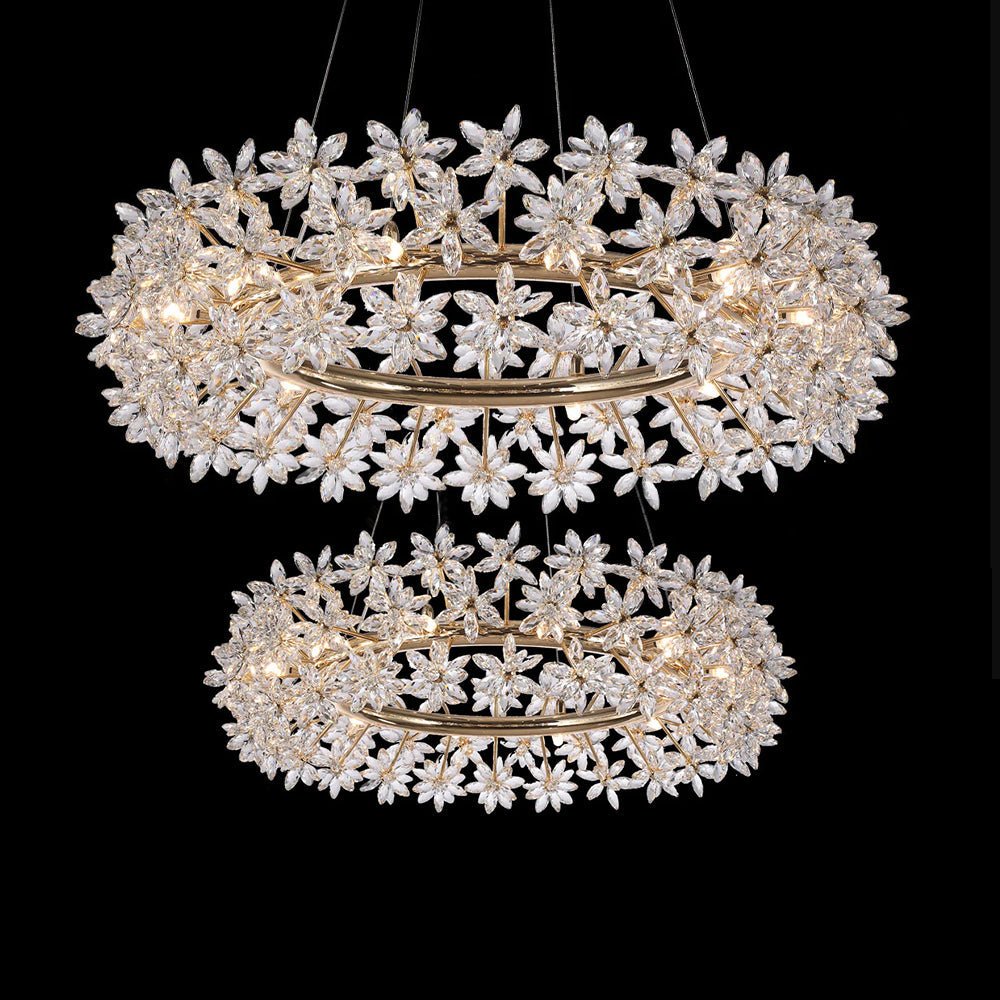 Modern Art Design Round Crystal Flower Chandelier for Bedroom/Living Room-Nobipets