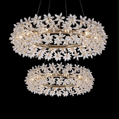 Modern Art Design Round Crystal Flower Chandelier for Bedroom/Living Room-Nobipets