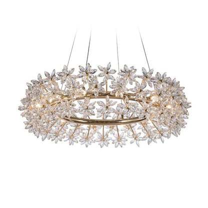 Modern Art Design Round Crystal Flower Chandelier for Bedroom/Living Room-Nobipets