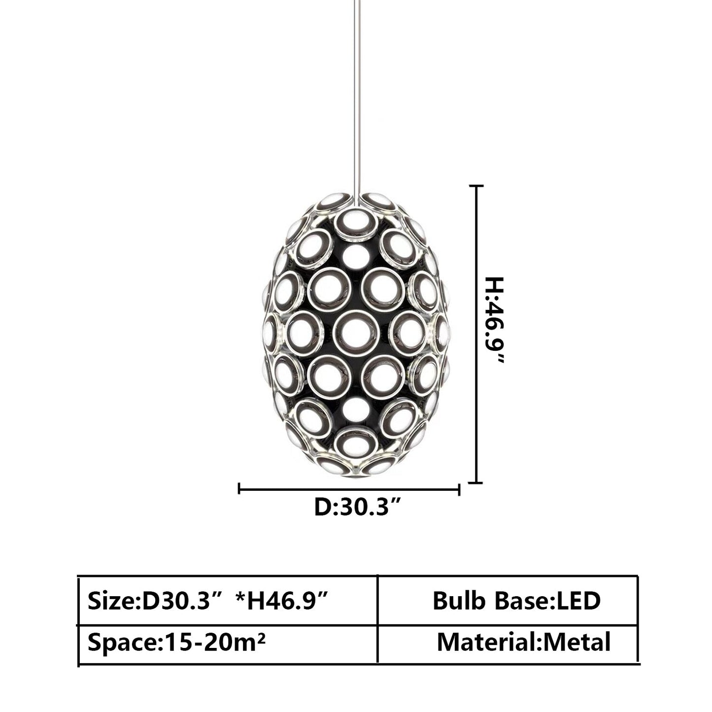 Modern Art Egg-shaped Chandelier Iconic Eyes LED Pendant Light For Dining Room/Living Room-Nobipets