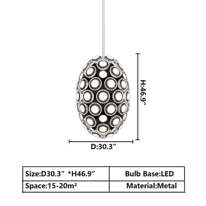 Modern Art Egg-shaped Chandelier Iconic Eyes LED Pendant Light For Dining Room/Living Room-Nobipets