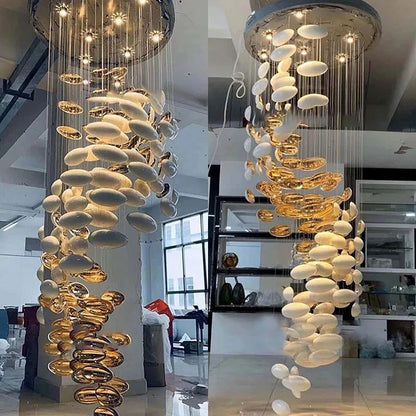 Modern Artistic Unique Golden Dragon Egg Chandelier for Staircase/ Sales Center/ Hotel-Nobipets