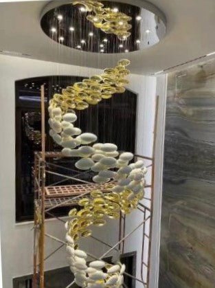 Modern Artistic Unique Golden Dragon Egg Chandelier for Staircase/ Sales Center/ Hotel-Nobipets