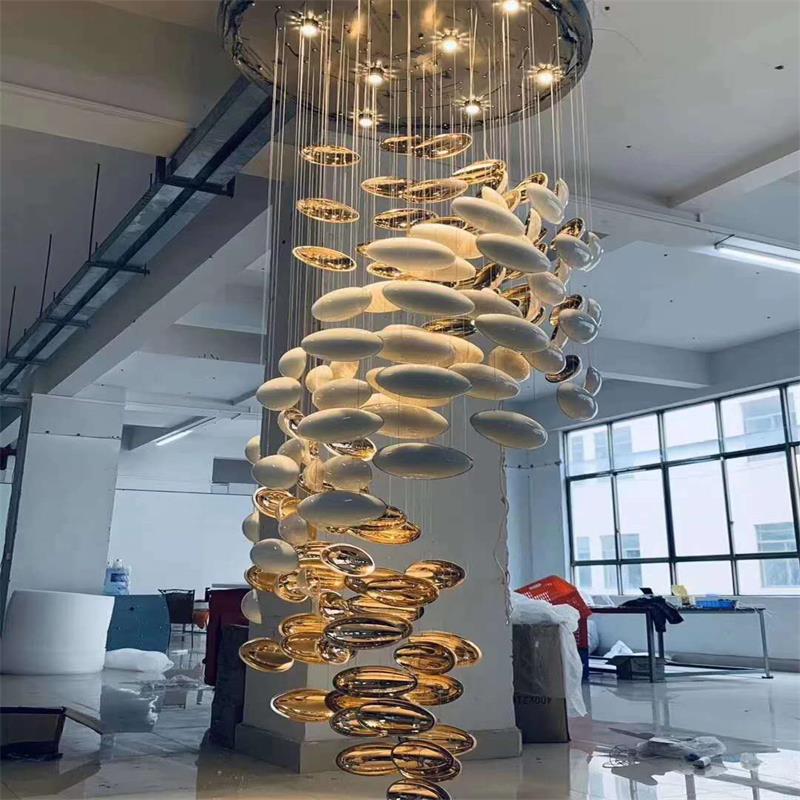 Modern Artistic Unique Golden Dragon Egg Chandelier for Staircase/ Sales Center/ Hotel-Nobipets