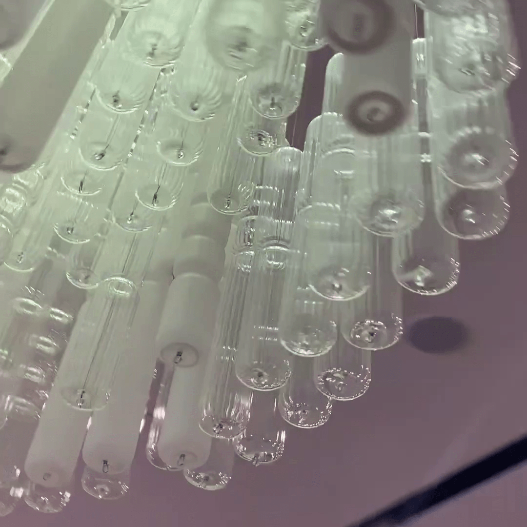 Modern Creative Art Design White&Transparent Tube Chandelier for Staircase/Foyer/Living Room-Nobipets