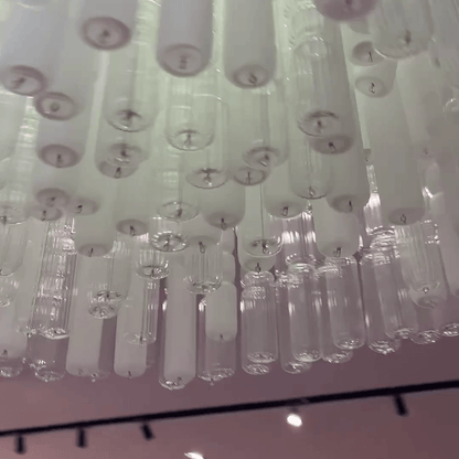 Modern Creative Art Design White&Transparent Tube Chandelier for Staircase/Foyer/Living Room-Nobipets