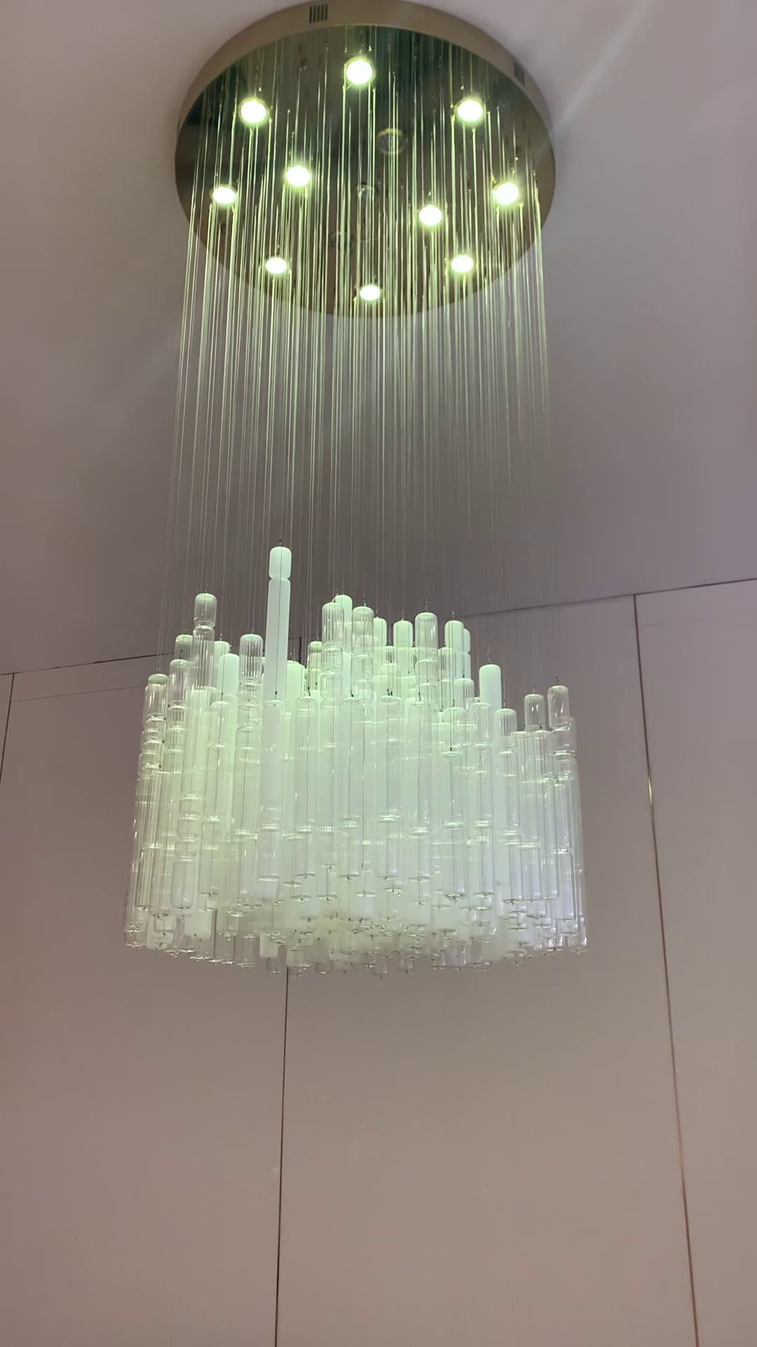 Modern Creative Art Design White&Transparent Tube Chandelier for Staircase/Foyer/Living Room-Nobipets