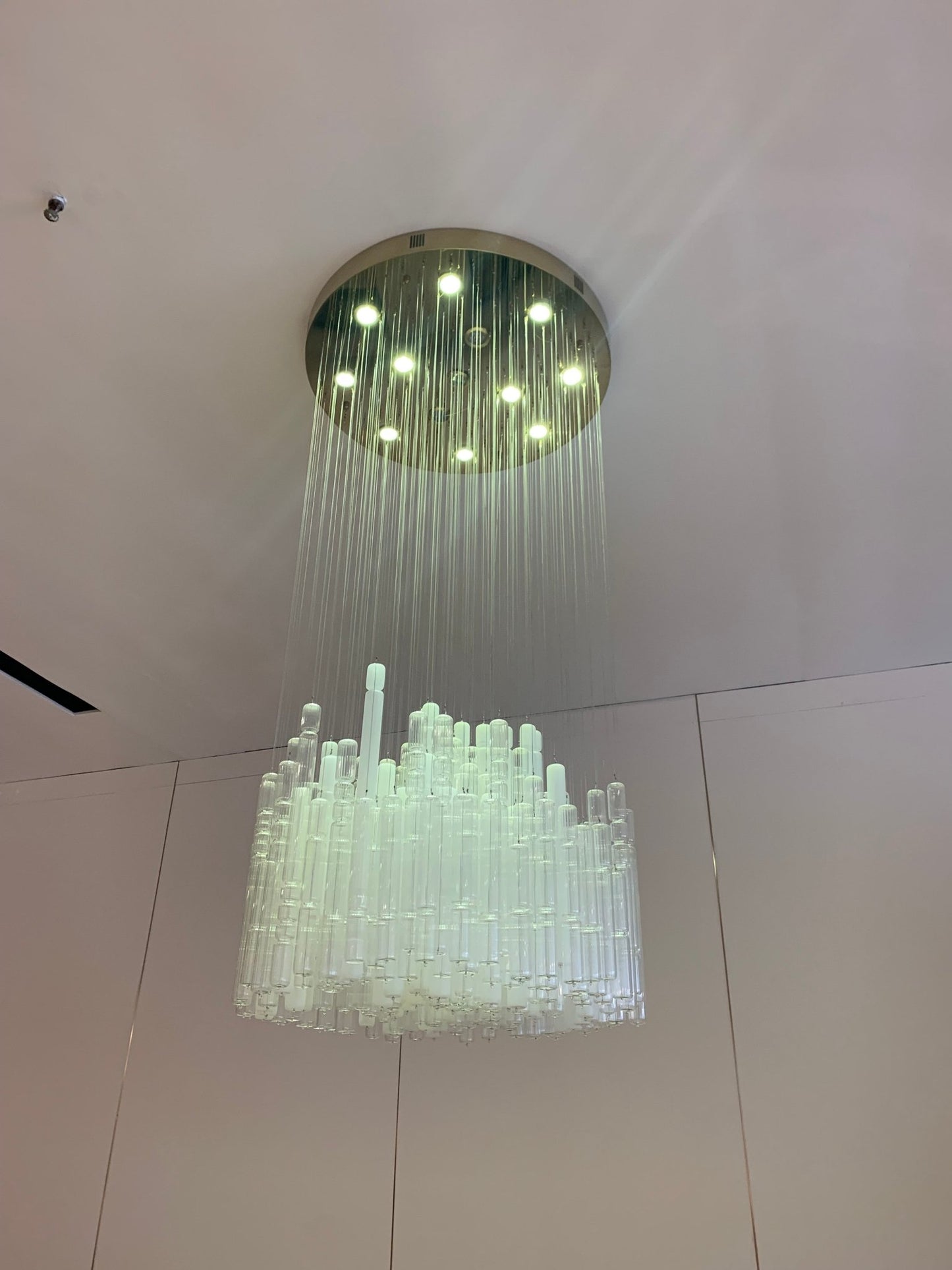 Modern Creative Art Design White&Transparent Tube Chandelier for Staircase/Foyer/Living Room-Nobipets