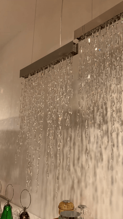 Modern Creative Waterfall Tassel Crystal Chandelier for Dining Room/Kitchen Island-Nobipets