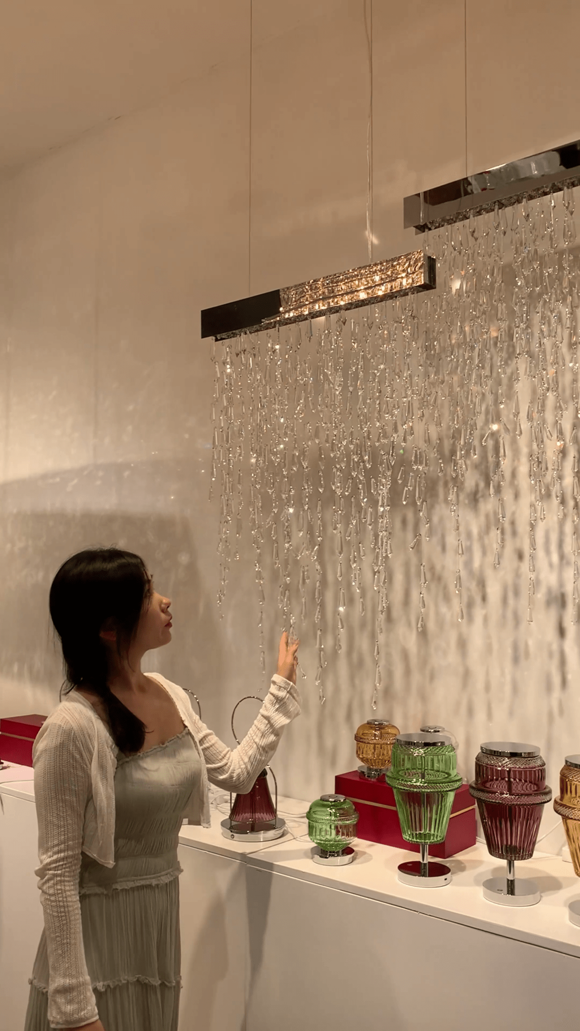 Modern Creative Waterfall Tassel Crystal Chandelier for Dining Room/Kitchen Island-Nobipets
