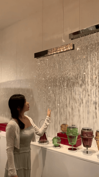 Modern Creative Waterfall Tassel Crystal Chandelier for Dining Room/Kitchen Island-Nobipets