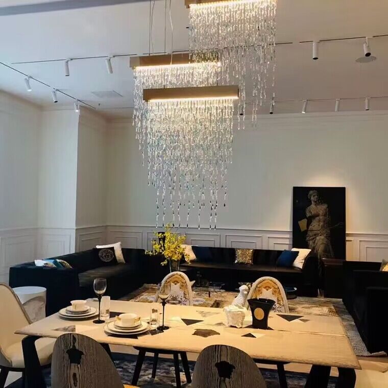 Modern Creative Waterfall Tassel Crystal Chandelier for Dining Room/Kitchen Island-Nobipets