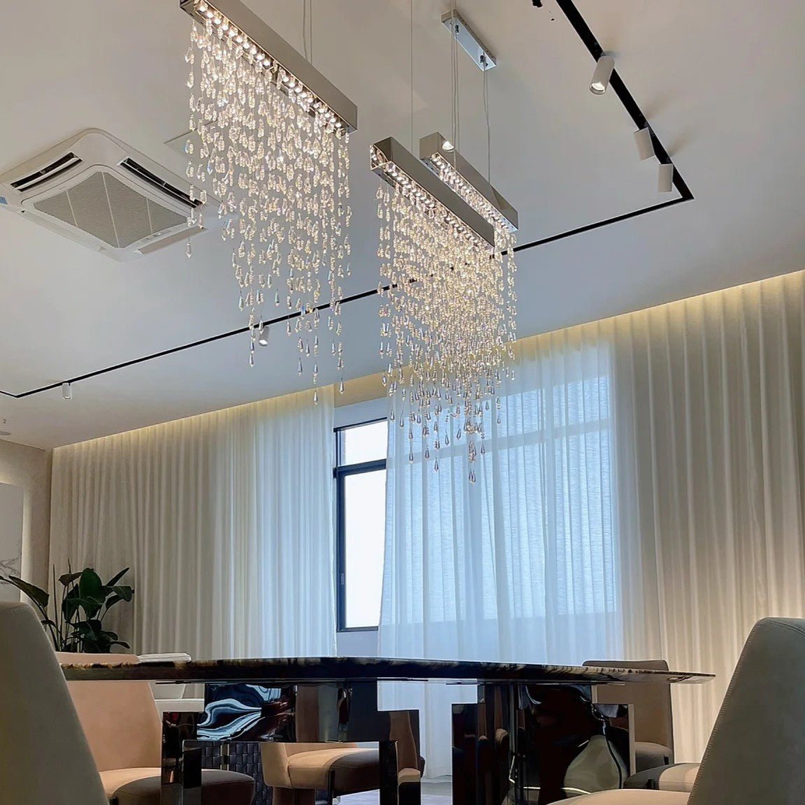 Modern Creative Waterfall Tassel Crystal Chandelier for Dining Room/Kitchen Island-Nobipets
