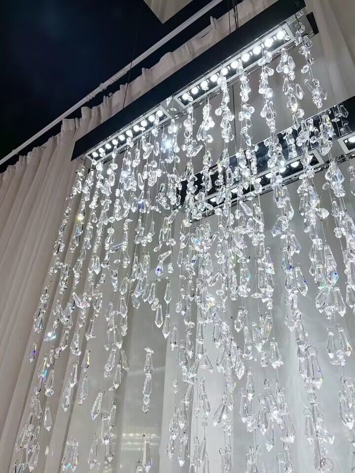Modern Creative Waterfall Tassel Crystal Chandelier for Dining Room/Kitchen Island-Nobipets
