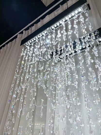 Modern Creative Waterfall Tassel Crystal Chandelier for Dining Room/Kitchen Island-Nobipets